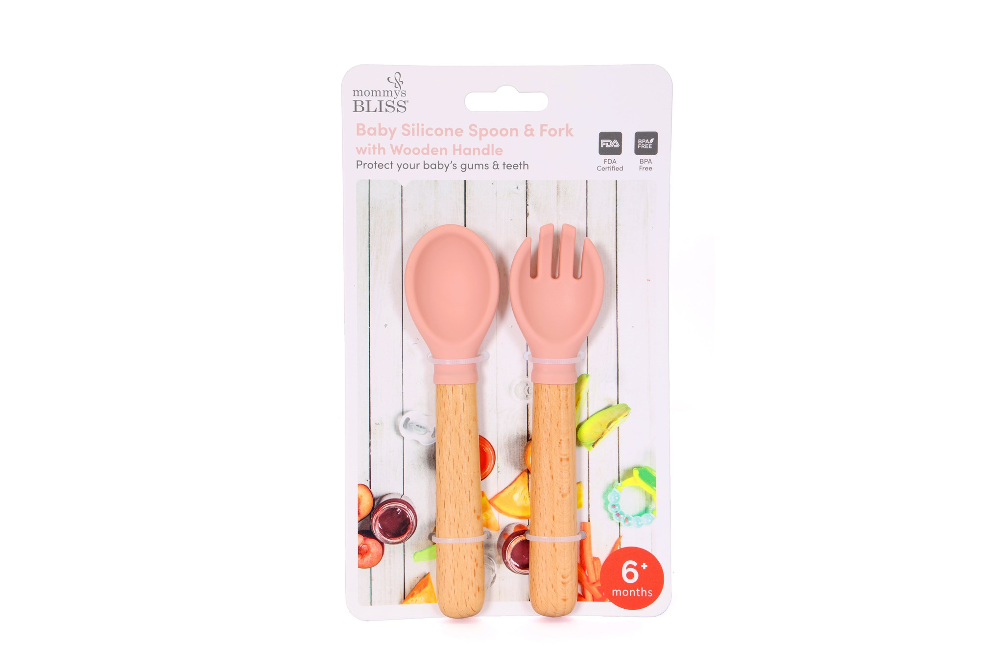 Picture of Baby Silicone Spoon & Fork With Wooden Handle